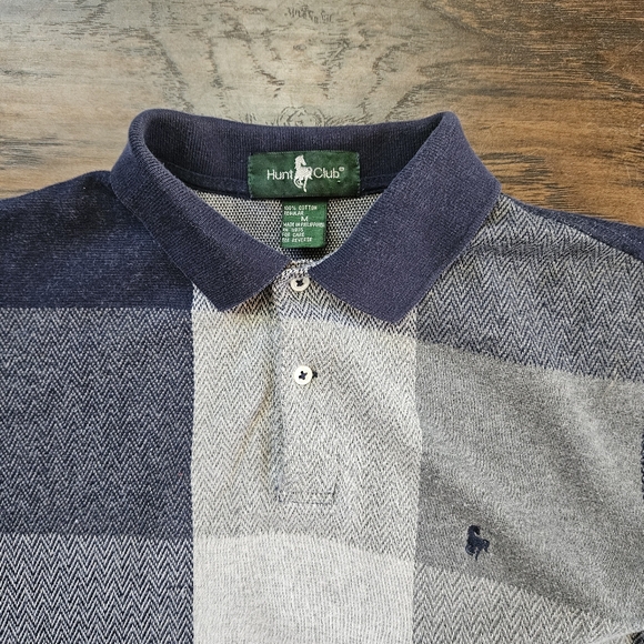 Vintage 90s Hunt Club Large Scale Check Polo Shirt Size Medium - Picture 2 of 4